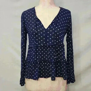 Lucky Brand Long Sleeve Polka Dot Blouse